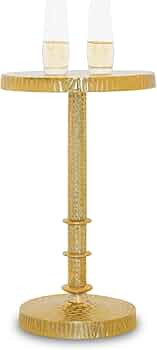 Small Round Gold Side Table by Objet D’Art, Accent, End, Pedestal, Martini, Cocktail and Drink ... | Amazon (US)