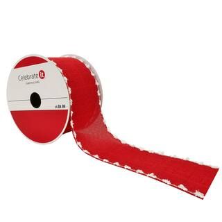2.5" Faux Linen Wired Pom Edge Ribbon by Celebrate It™ Christmas | Michaels Stores
