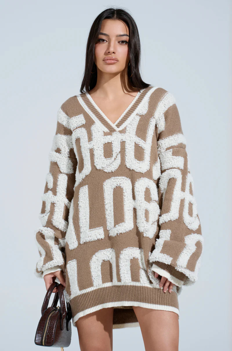 OUT OF SIGHT PRINTED SWEATER DRESS | AKIRA
