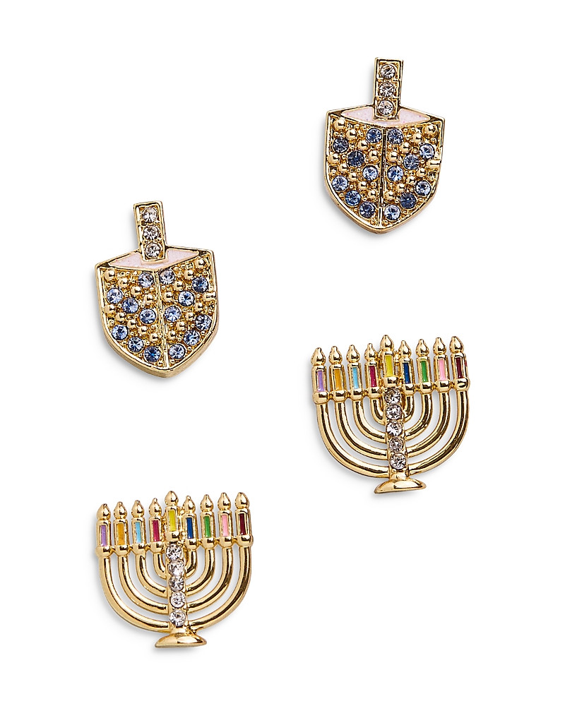 Baublebar Happy Hanukkah Pave Dreidel & Menorah Stud Earrings in Gold Tone, Set of 2 | Bloomingdale's (US)
