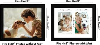 Americanflat 8x10 Double Picture Frame in Black - Displays Two 4x6 Frame Openings or Use as 8x10 ... | Amazon (US)