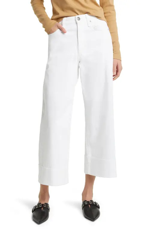 rag & bone Andi Raw Hem High Waist Wide Leg Jeans in White at Nordstrom, Size 26 | Nordstrom