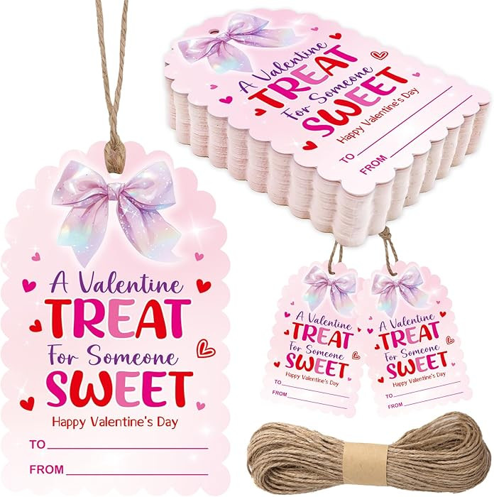 Treasure Cove Valentines Day Tags Happy Valentine's Day Paper Gift Tags Thank You Gift Hangtags w... | Amazon (US)