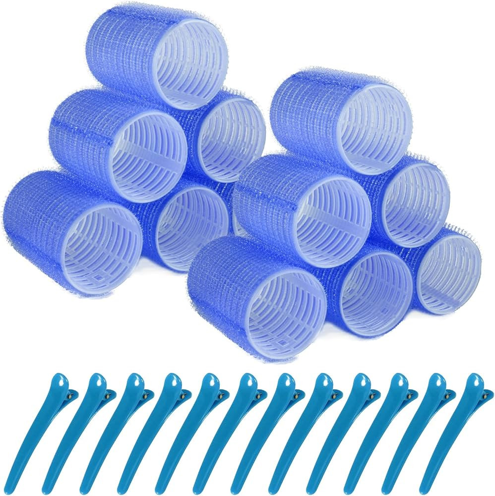 Hair Rollers, 12 Pack Hair Curler Large Hair Rollers for Women, Self Grip Hair Roller with Clips,... | Amazon (US)