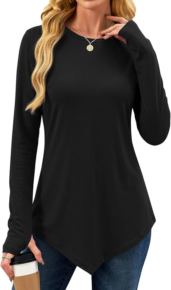 Womens Tunic Tops Loose Fit Thumb Hole Long Sleeve Shirt | Amazon (US)