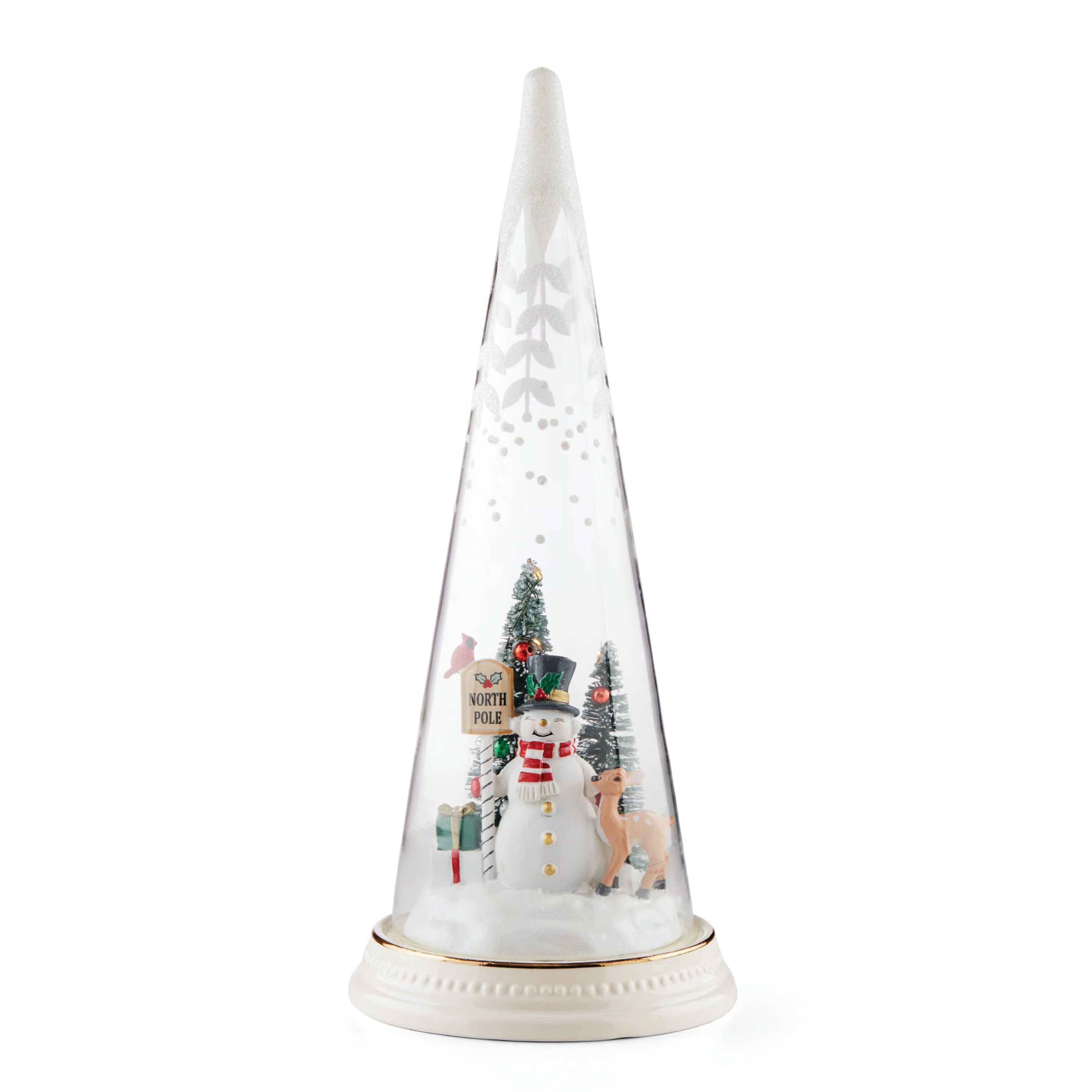 MERRY AND MAGICAL Lit Christmas Cone With North Pole Snowman Scene | Wayfair North America