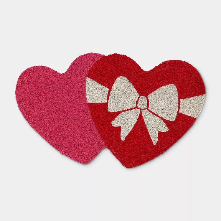 Valentine's Day Heart Shaped Box of Chocolate Coir Doormat Pink/Red - Room Essentials™ | Target