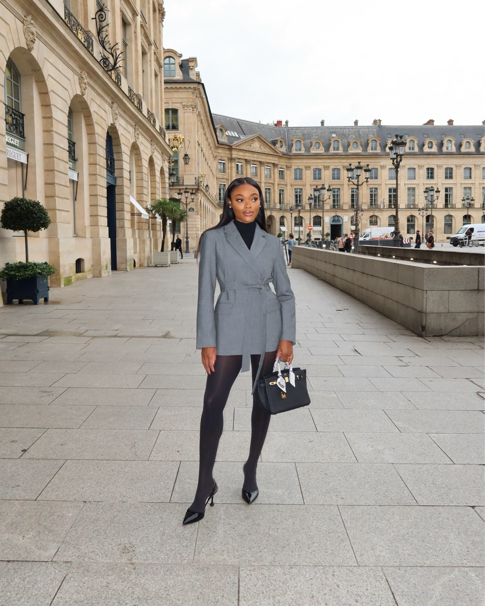 Grey blazer outfit in Paris! Wearing a size 4 in the blazer. Also linked my tights and heels! 

Grey blazer outfit, Paris outfit, winter style, fall outfit inspiration, black pointed toe heels outfit, black tights, Aritzia blazer 

#LTKShoeCrush #LTKSeasonal #LTKHoliday