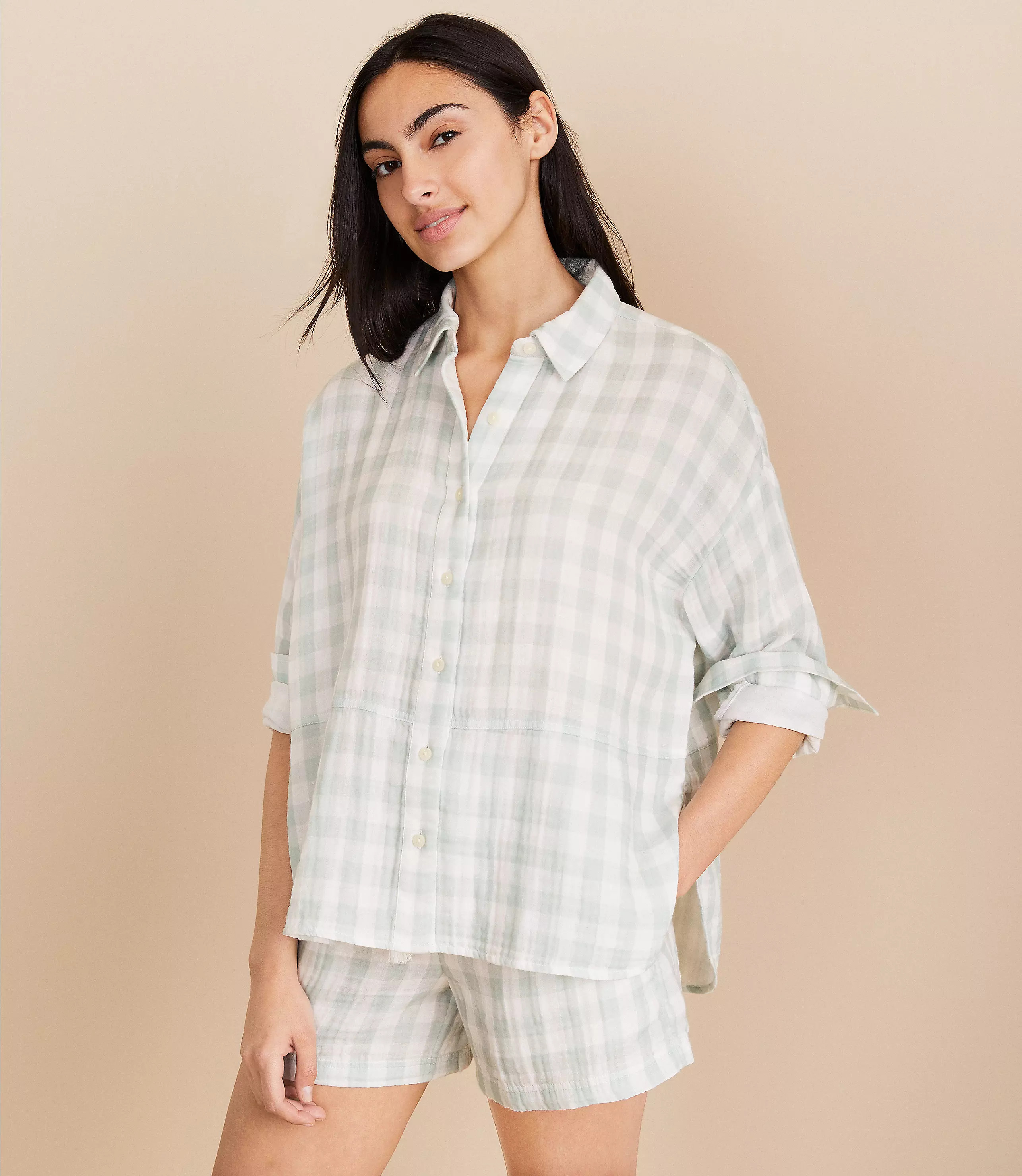 Lou & Grey Gingham Triple Cloth Shirt | LOFT