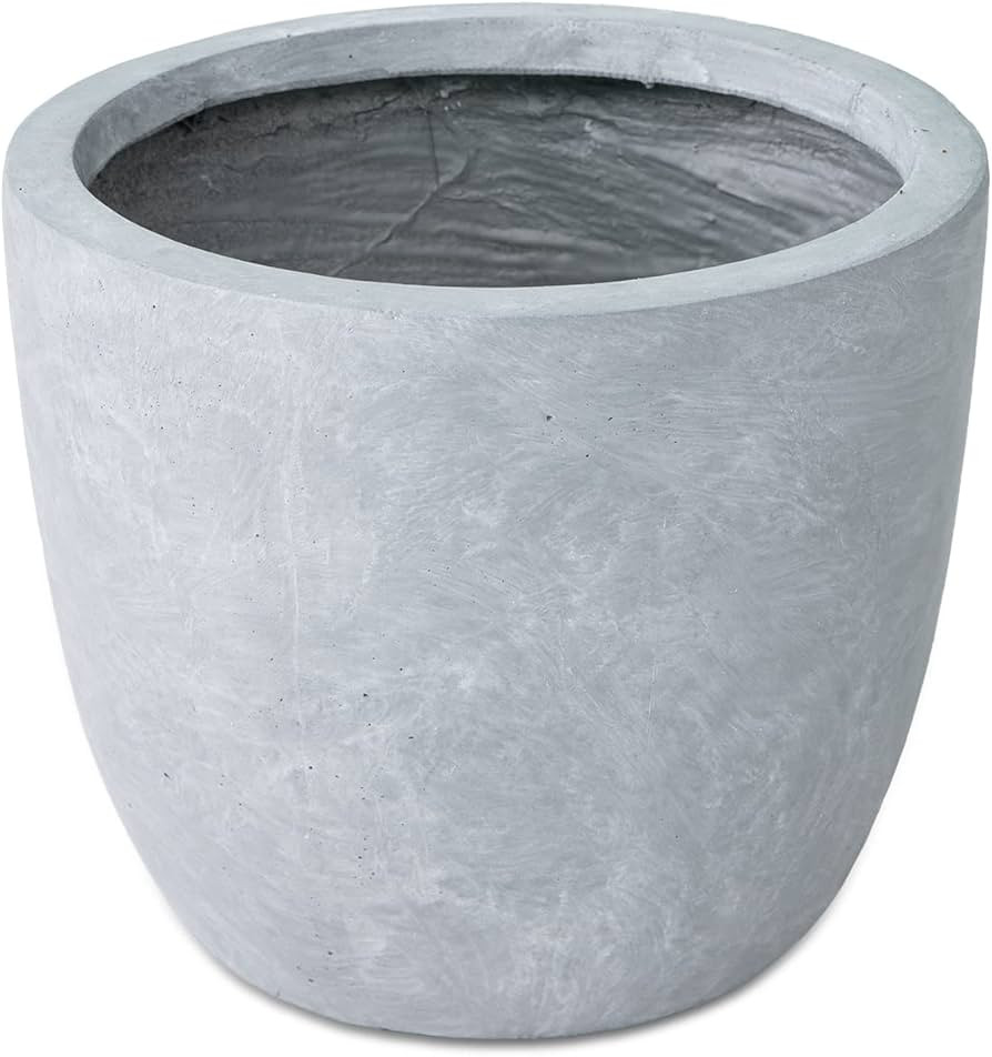 Kante 14 Inch Dia Round Concrete Planter, Indoor Outdoor Large Plant Pot with Drainage Hole and R... | Amazon (US)