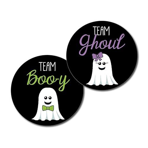 36 2.5 inch Ghost Team Ghoul or Boo-y Girl Boy Halloween Gender Reveal Party Stickers - purple an... | Amazon (US)