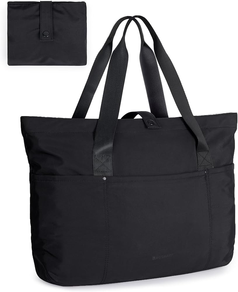 BAGSMART Tote Bag for Women, Foldable Tote Bag With Zipper Travel Large Shoulder Bag Handbag for ... | Amazon (US)
