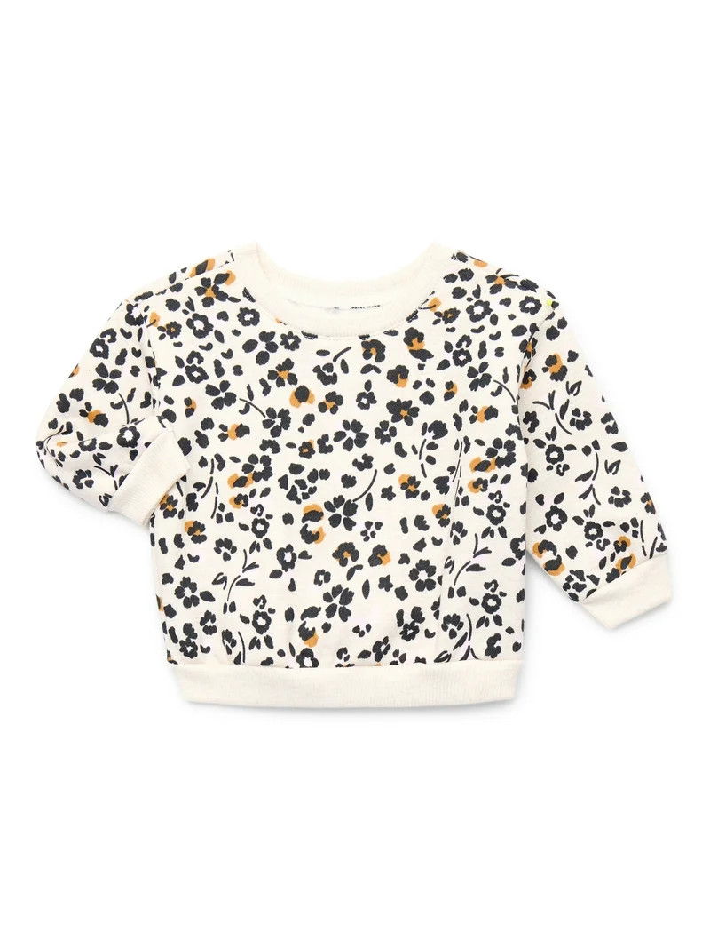 Garanimals Baby Girls Printed Fleece Sweatshirt with Long Sleeves, Sizes 6-24 Months | Walmart (US)