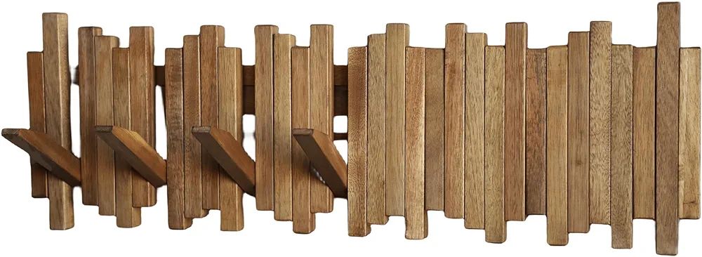 Natural Wood Wall Mounted Piano Coat Rack| Coat Rack Wall Mount| Flip Down Wall Hook Rack 7 Hooks... | Amazon (US)