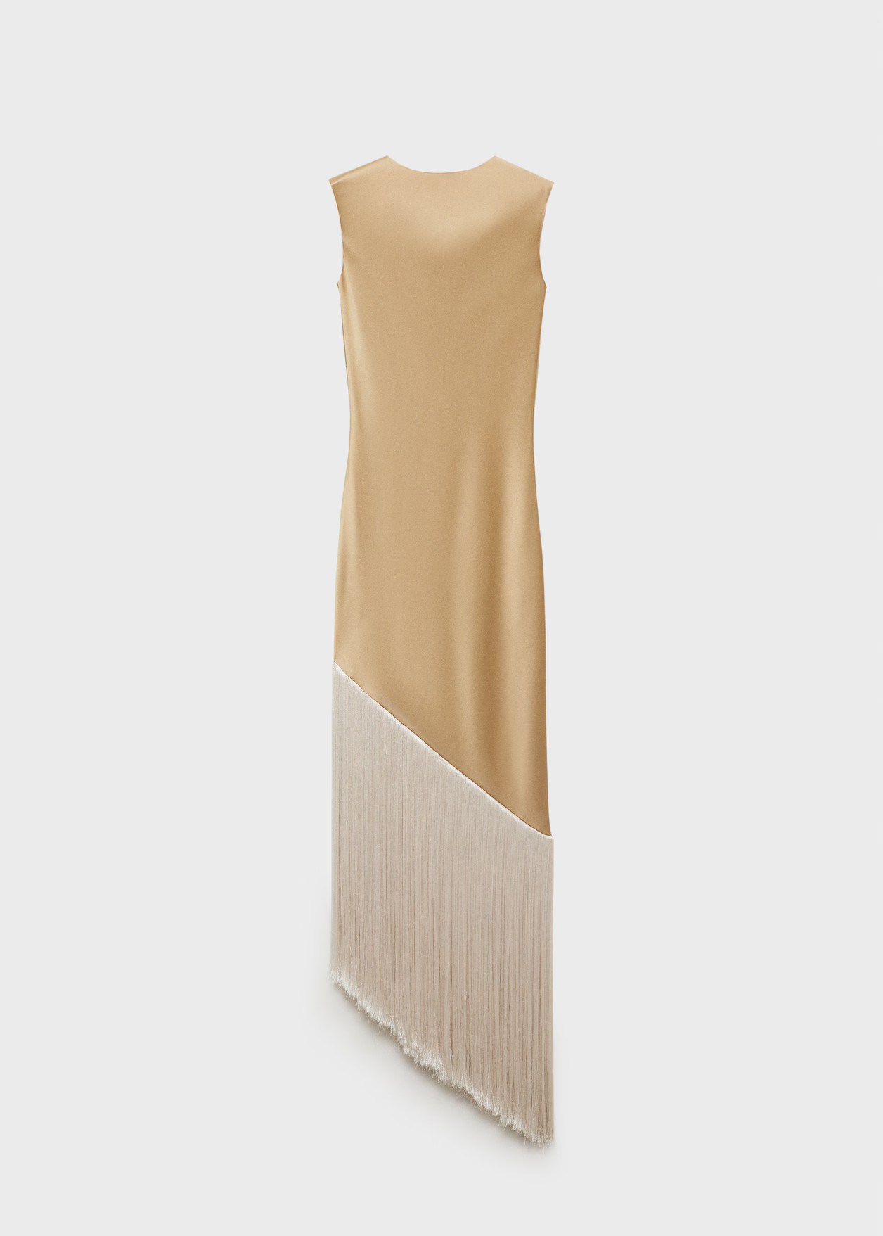 Asymmetrical satin dress with fringes - Women | MANGO United Kingdom | MANGO (UK)