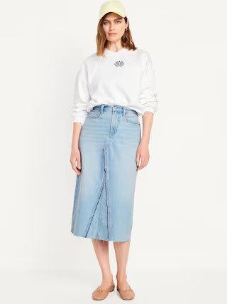 High-Waisted Jean Midi Skirt | Old Navy (US)