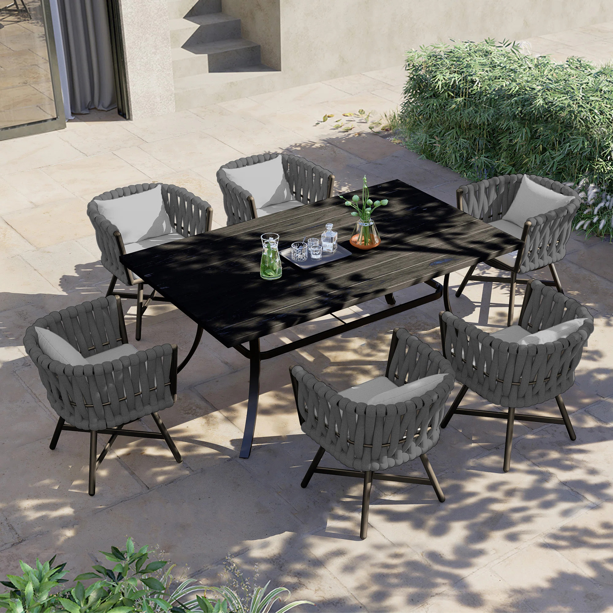 Arlend 6-Person 7-Piece Steel Swivel Patio Dining Set (Set of 7) | Wayfair North America
