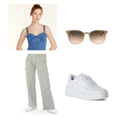 Stay on trend with this entire outfit for less than $60 all on Walmart!! Love the denim corset top with cute and comfy cargos! White sneakers & sunglasses complete the look! #WalmartPartner #WalmartFashion

#LTKSeasonal #LTKstyletip #LTKU