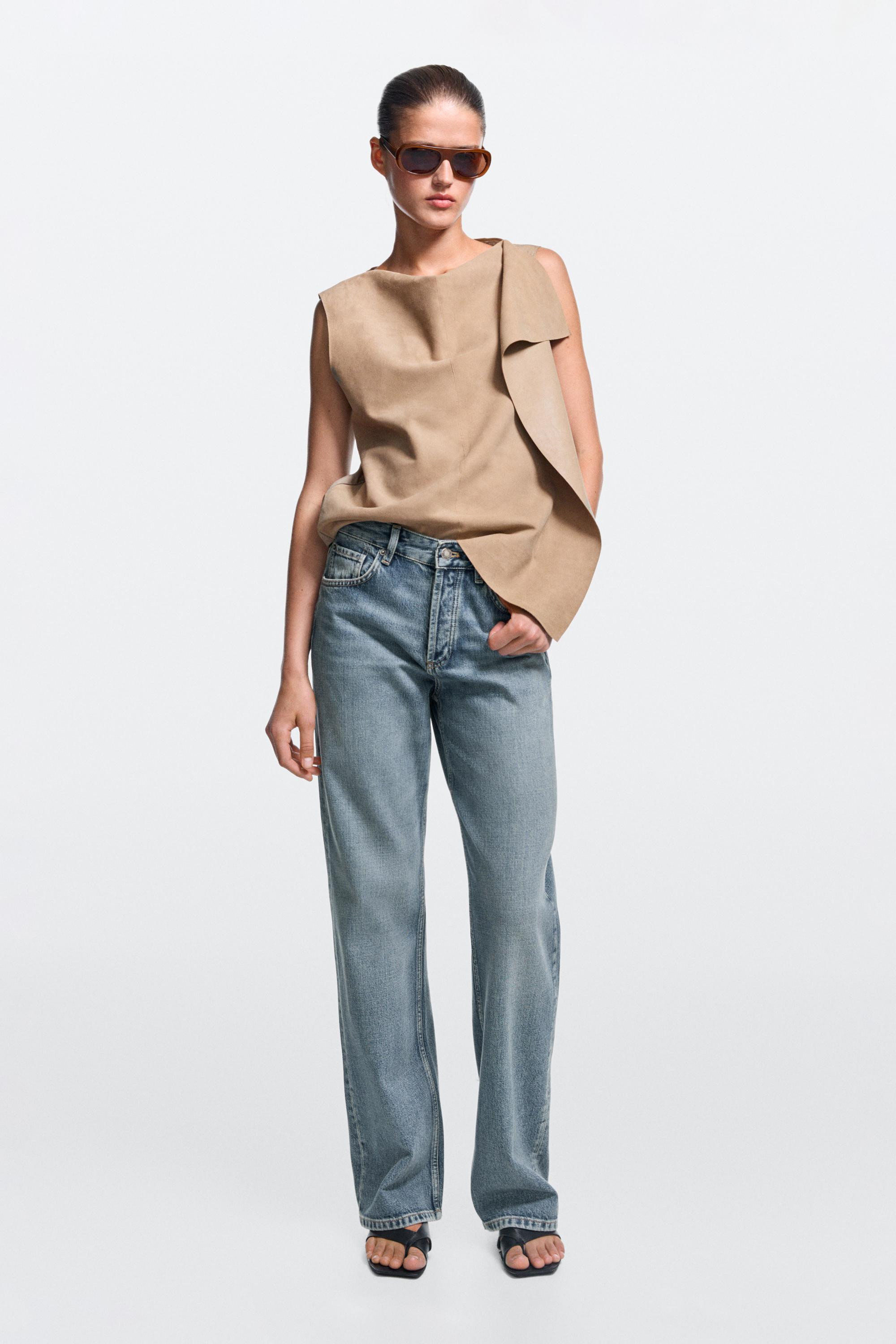 Jeans de perna larga de cintura m\u00e9dia | Massimo Dutti PT