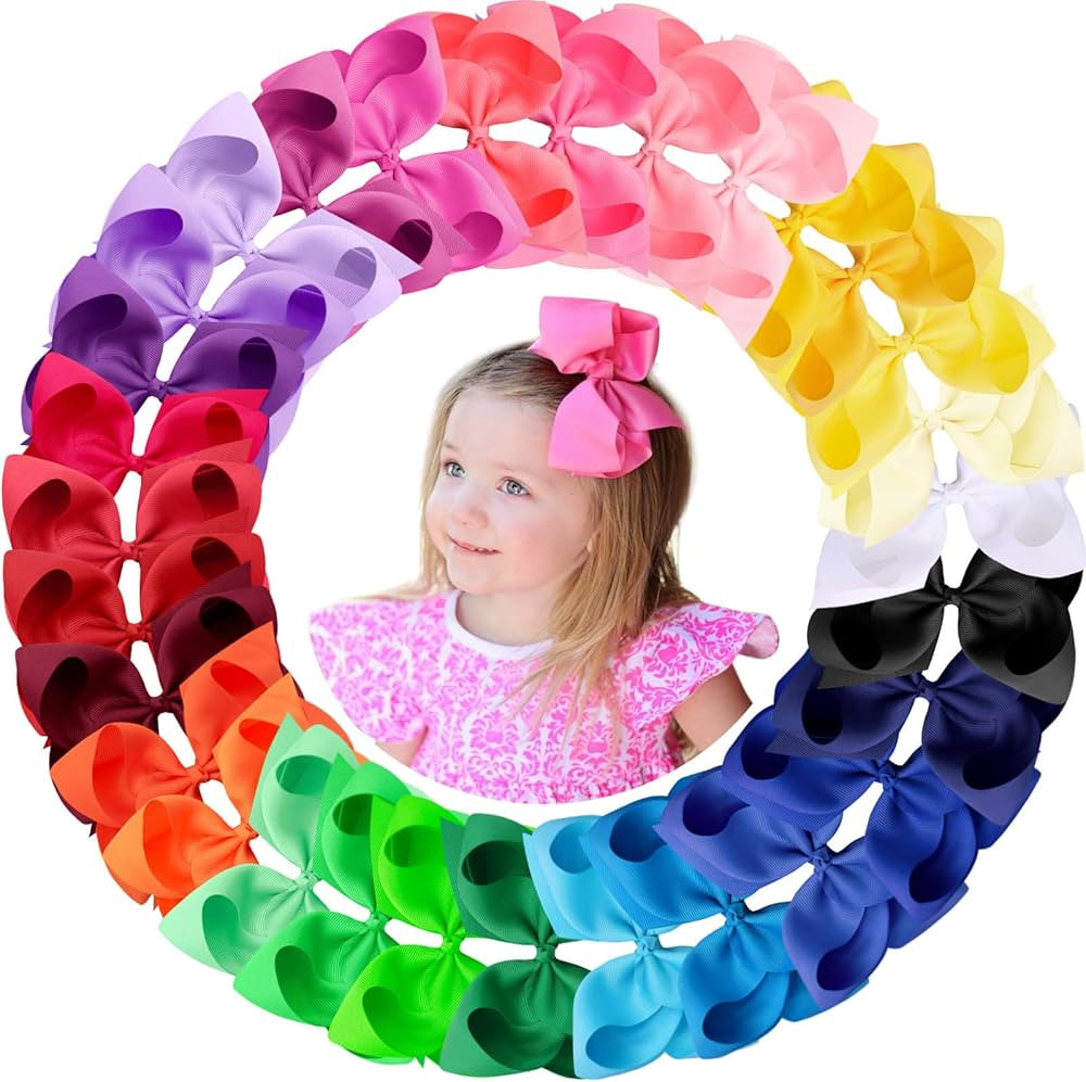 Oaoleer Hair Bows, 30 Colors 4 Inch Grosgrain Ribbon Bows Alligator Clips Hair Barrettes Hair Acc... | Amazon (US)