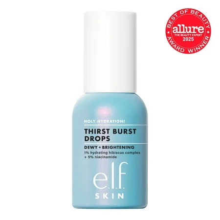 e.l.f. SKIN Holy Hydration! Thirst Burst Drops Brightening & Hydrating Gel Serum 1% Hydrating Hibiscus Complex + 5% Niacinamide 1 fl oz | Walmart (US)