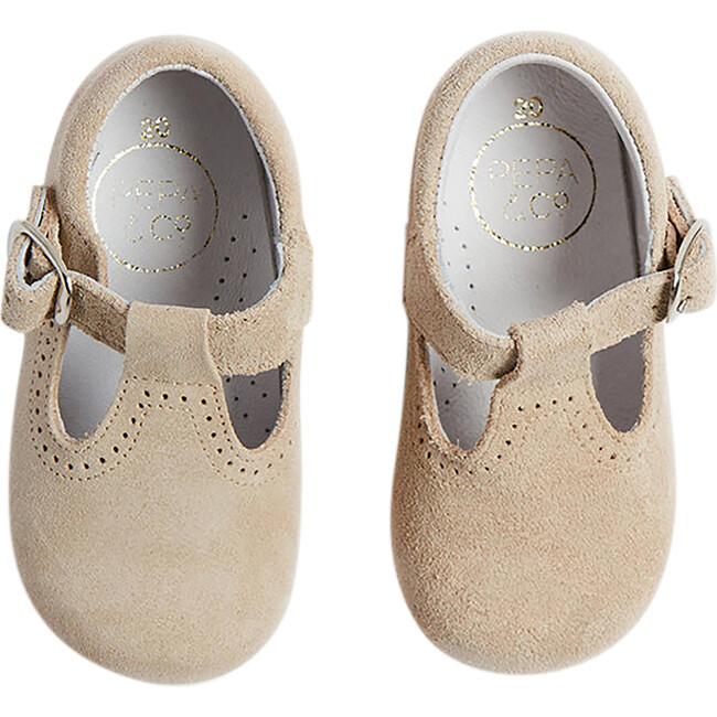 Pepa London | Baby Suede T-Bar Shoes (Beige, Size Toddler US 5 / EU 20) | Maisonette | Maisonette