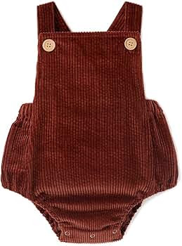Simplee kids Unisex Baby Onesies Red Wine Linen Baby Boy Romper Corduroy Winter Sleeveless Outfit | Amazon (US)
