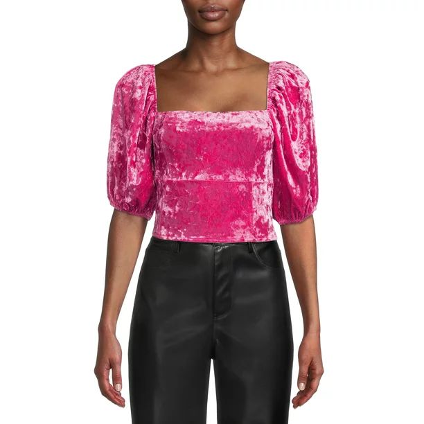 Kendall + Kylie Junior's Crushed Velvet Balloon Sleeve Top - Walmart.com | Walmart (US)