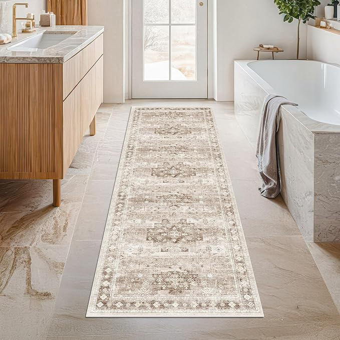 Boho Long Bathroom Runner Rug 24 x 72 Washable Non Slip - Soft Stain Reistant Rugs for Kitchen, L... | Amazon (US)