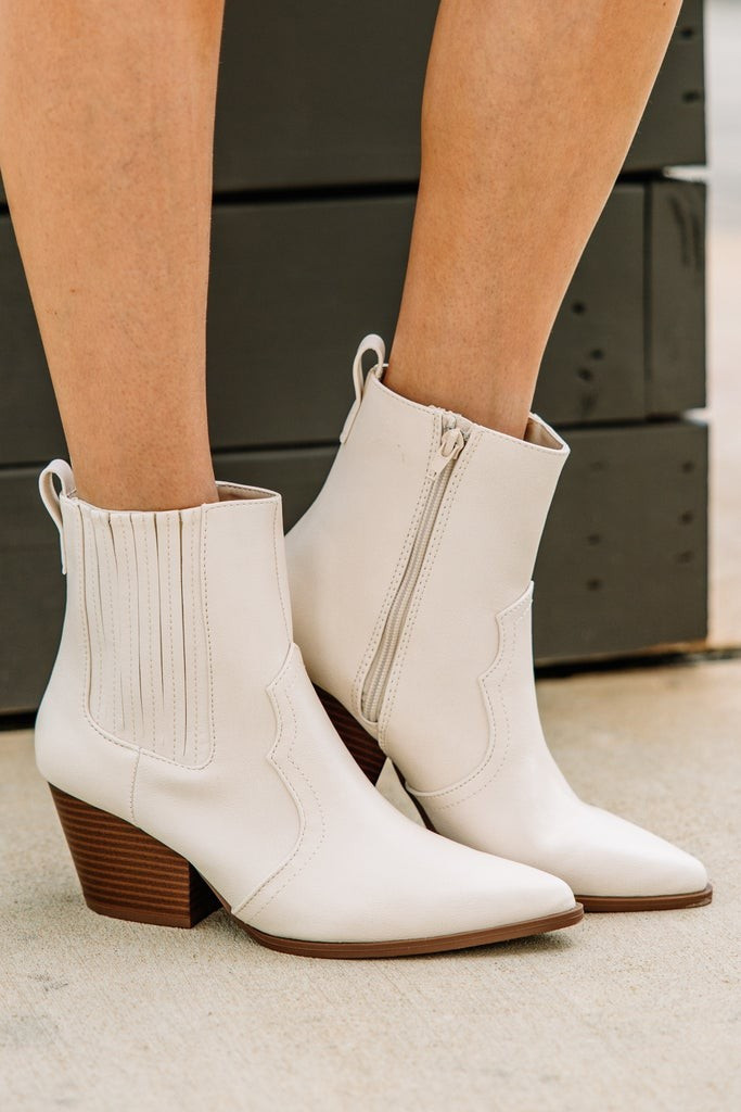 Take A Look Cream White Cowboy Booties | The Mint Julep Boutique