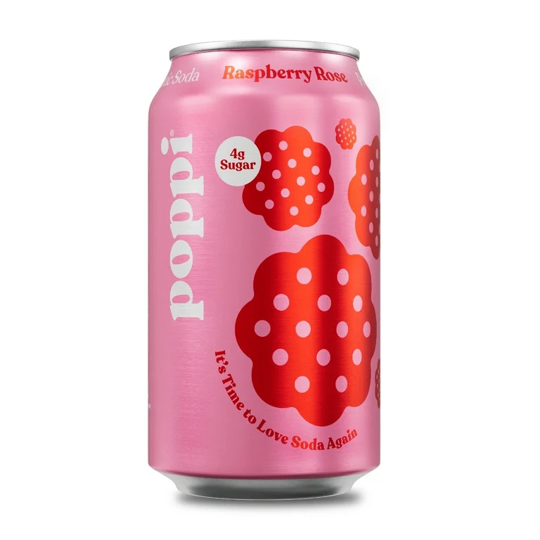 Poppi Raspberry Rose Prebiotic Soda, 12 oz, 1 Pack Can - Walmart.com | Walmart (US)