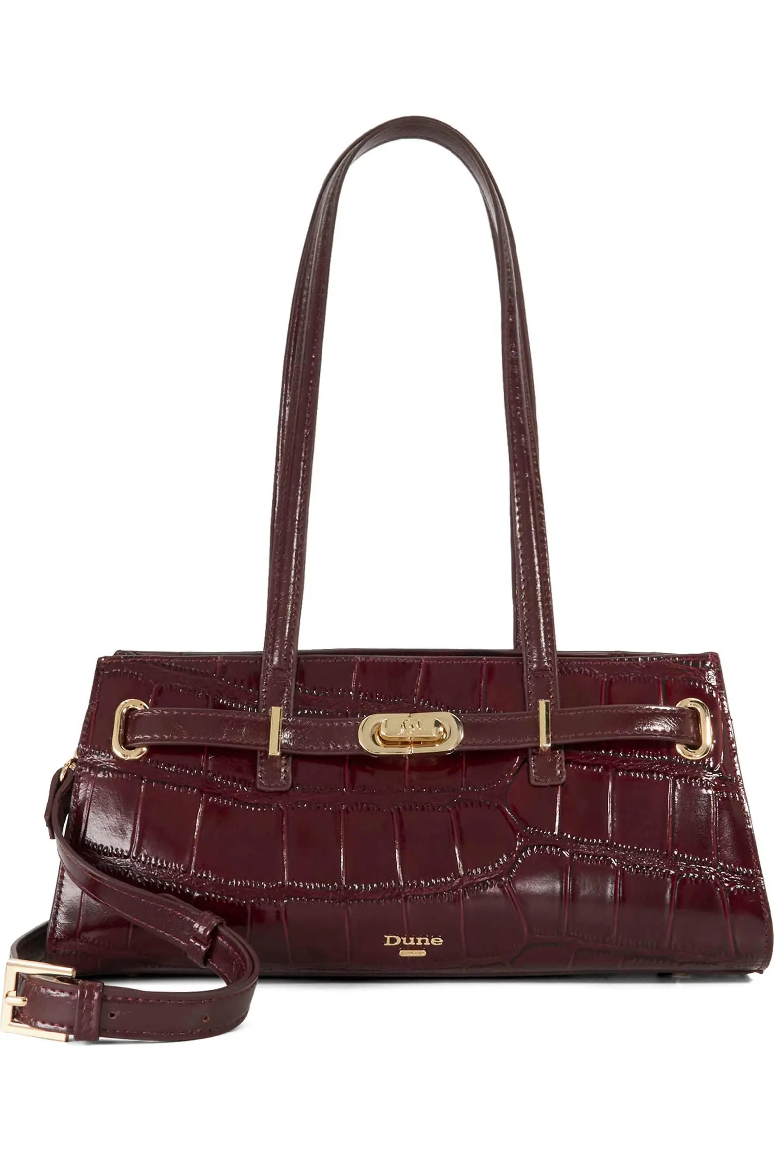 Dune London Depend Croc Embossed Leather Shoulder Bag | Nordstrom | Nordstrom