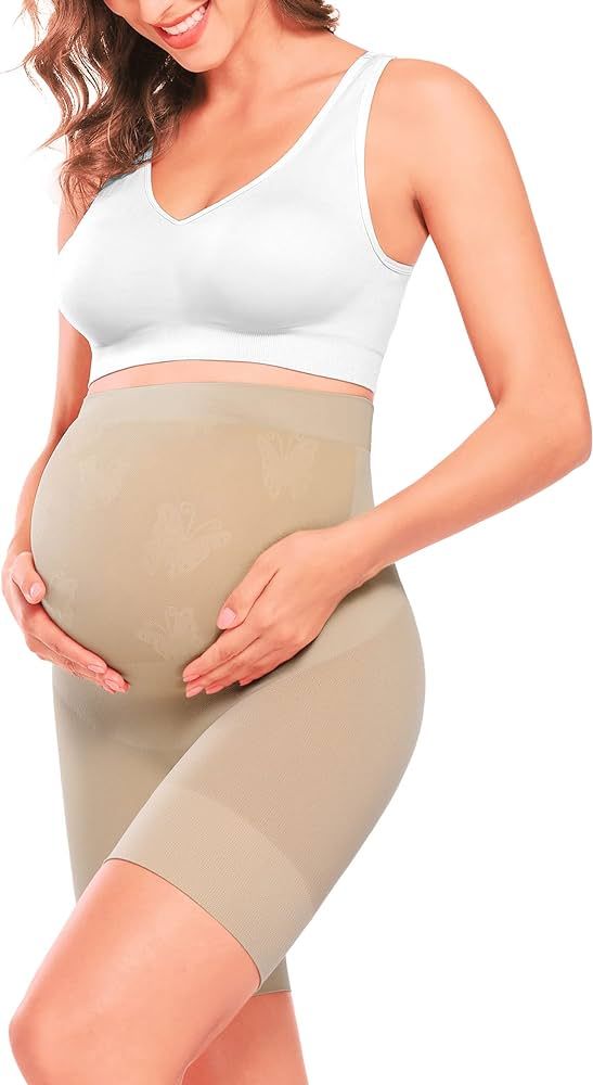 “Baby Bump” Premium Maternity Shapewear, High Waisted Mid-Thigh Pregnancy Underwear Prevent Chaffing | Amazon (US)