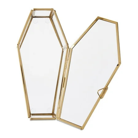 Glass & Steel Coffin Tabletop Decor, Clear & Gold, 7.75" x 3.75", Halloween by Way To Celebrate | Walmart (US)