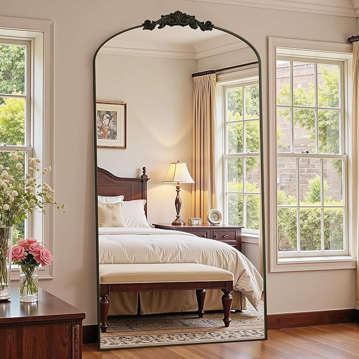 Antok Arched Full Length Mirror, 90"x46" Floor Mirror with Carved, Full Body Mirrors for HomeDeco... | Amazon (US)