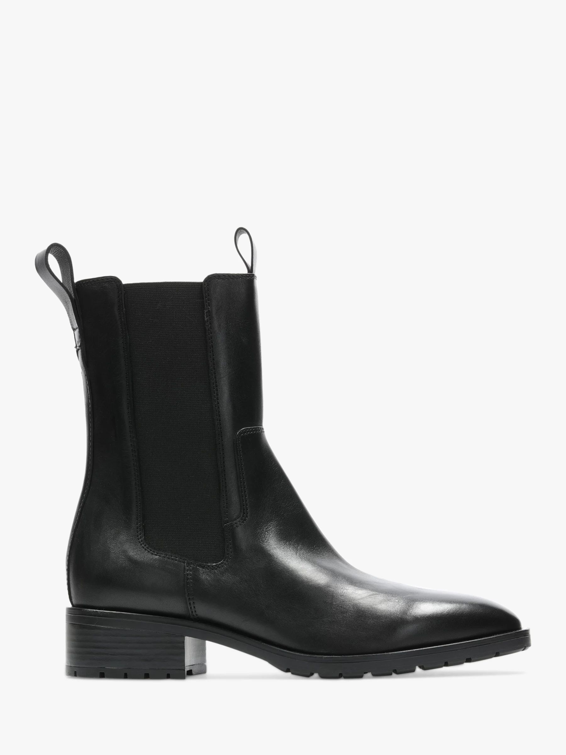 Clarks Lydia Top Leather Ankle Boots, Black | John Lewis (UK)