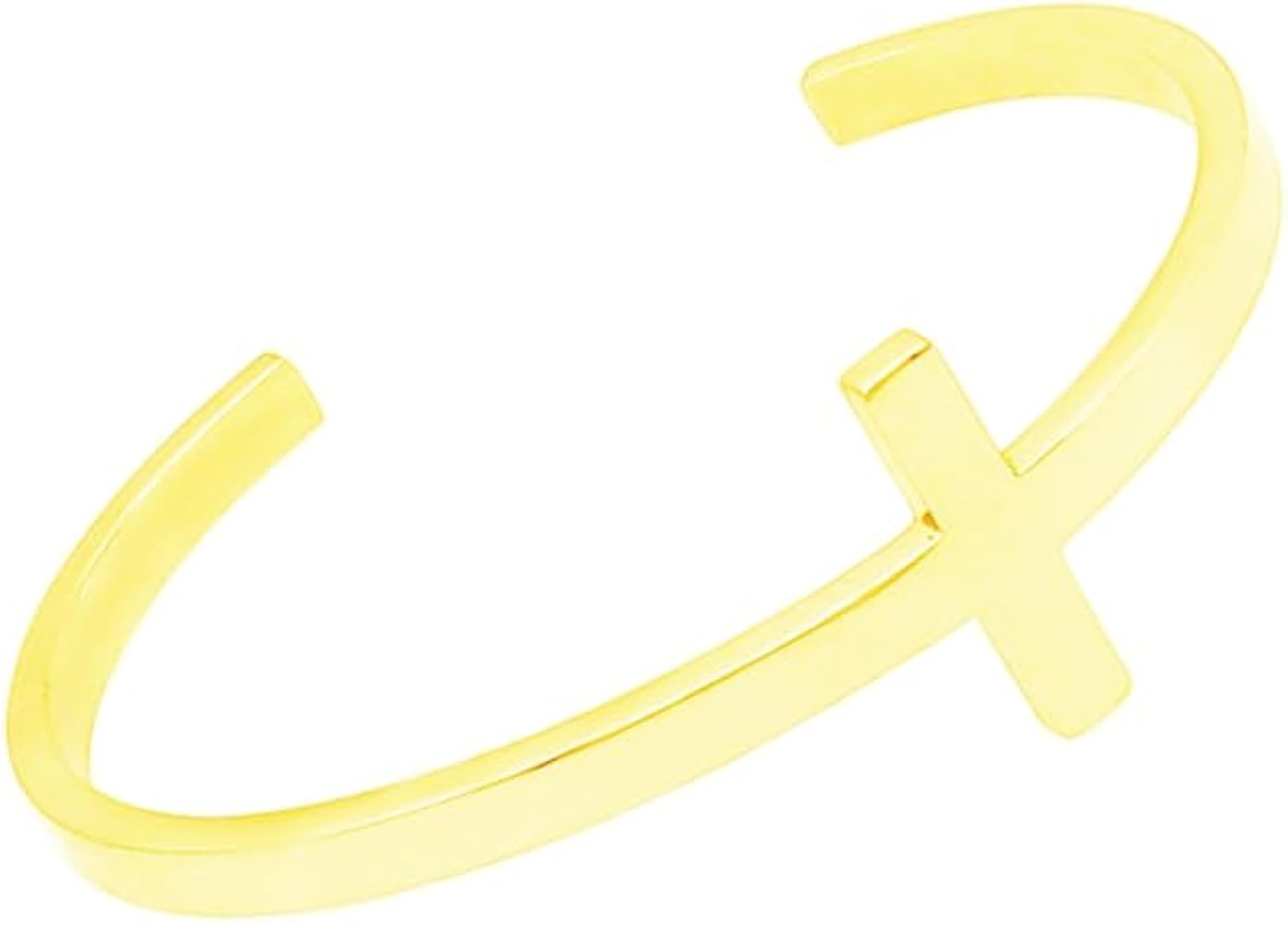 Womens Stainless Steel Sideways Cross Bracelet Cuff Bangle Black Silver Gold | Amazon (US)