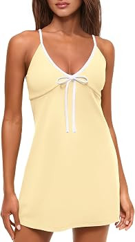 Yanekop Womens Tennis Dress with Built in Shorts Athletic Dresses Golf Outfits Spaghetti Strap V ... | Amazon (US)