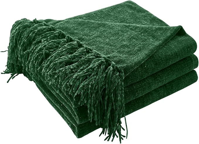 CozeCube Chenille Throw Blanket for Couch, Cozy Plush Fuzzy Decorative Cream White Blanket with F... | Amazon (US)