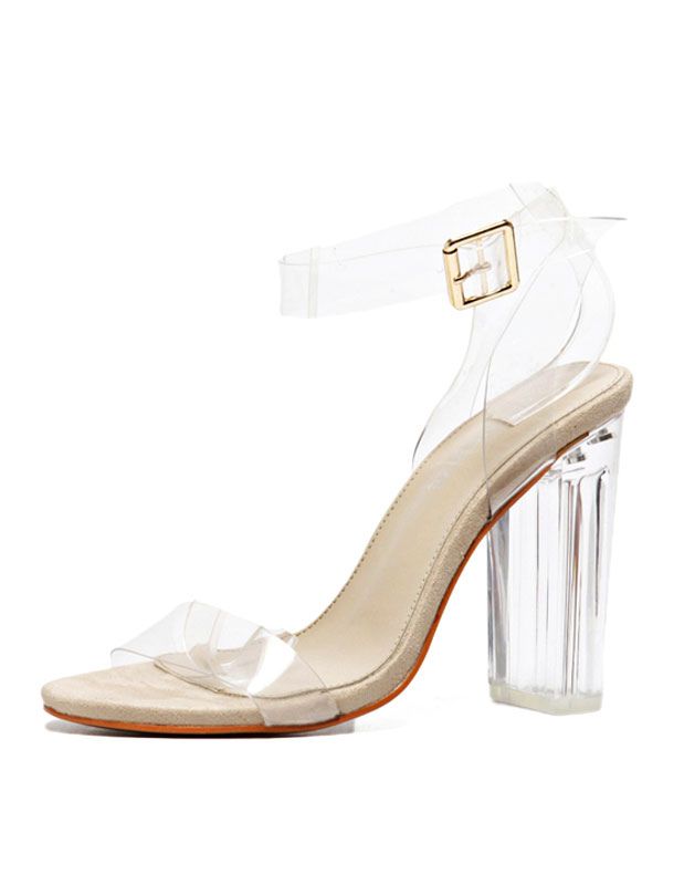 Transparent Dress Sandals High Heel Women's Open Toe Chunky Heel Ankle Strap Jelly Sandals | Milanoo