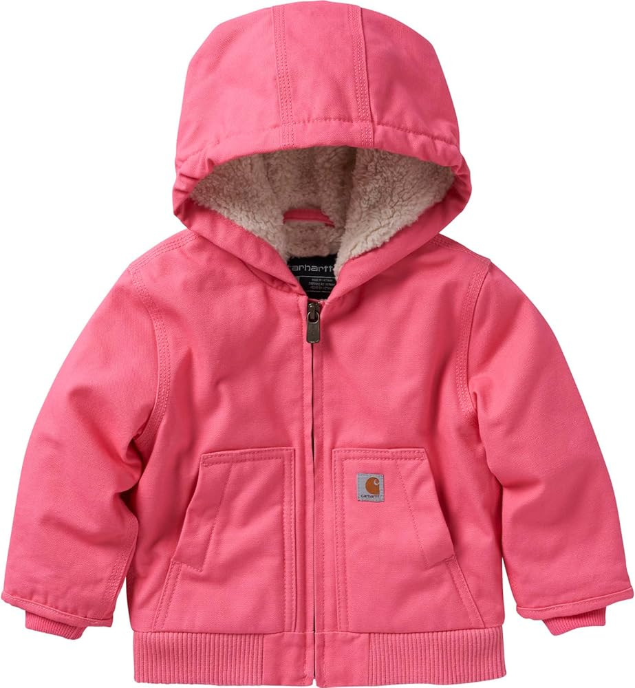 Carhartt Baby Girls' Sherpa-Lined Hooded Canvas Zip-Up Jacket | Amazon (US)