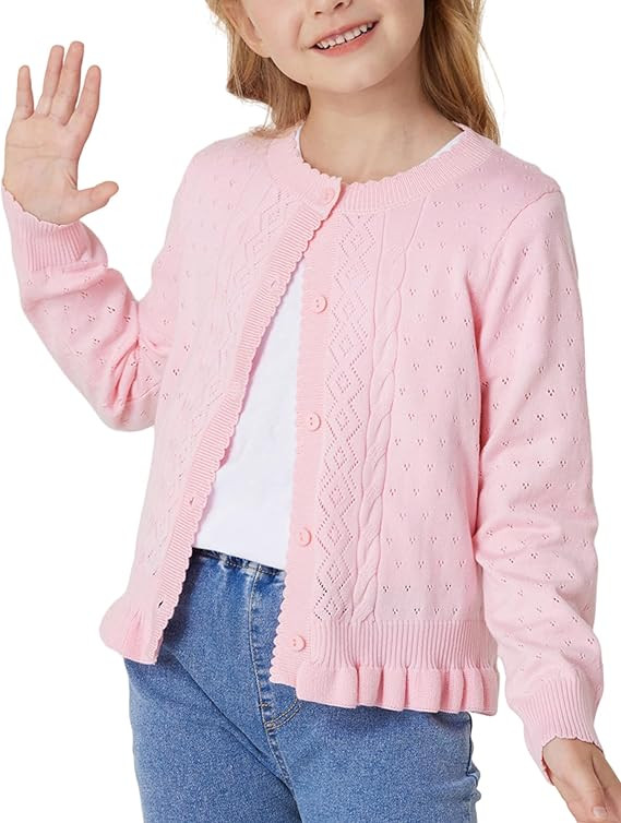 GRACE KARIN Girls Long Sleeve Cardigan Sweater Girls Button Closure Knitted Cable Cardigan 5-12Y | Amazon (US)