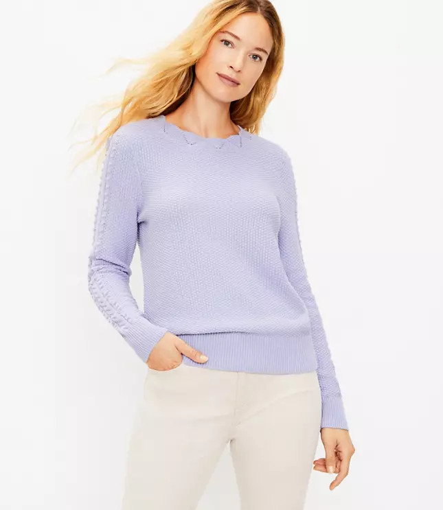 Scalloped Bobble Sleeve Sweater | LOFT