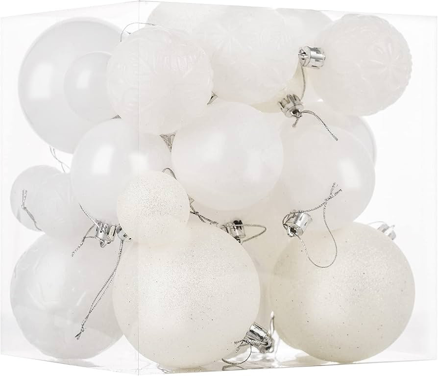 Christmas Ornaments for Xmas Trees,White Shatterproof Christmas Ball Ornaments | Amazon (US)