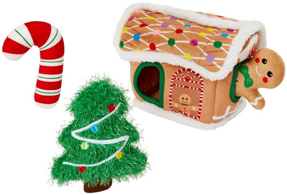 Frisco Holiday Gingerbread House Hide and Seek Puzzle Plush Squeaky Dog Toy | Chewy.com