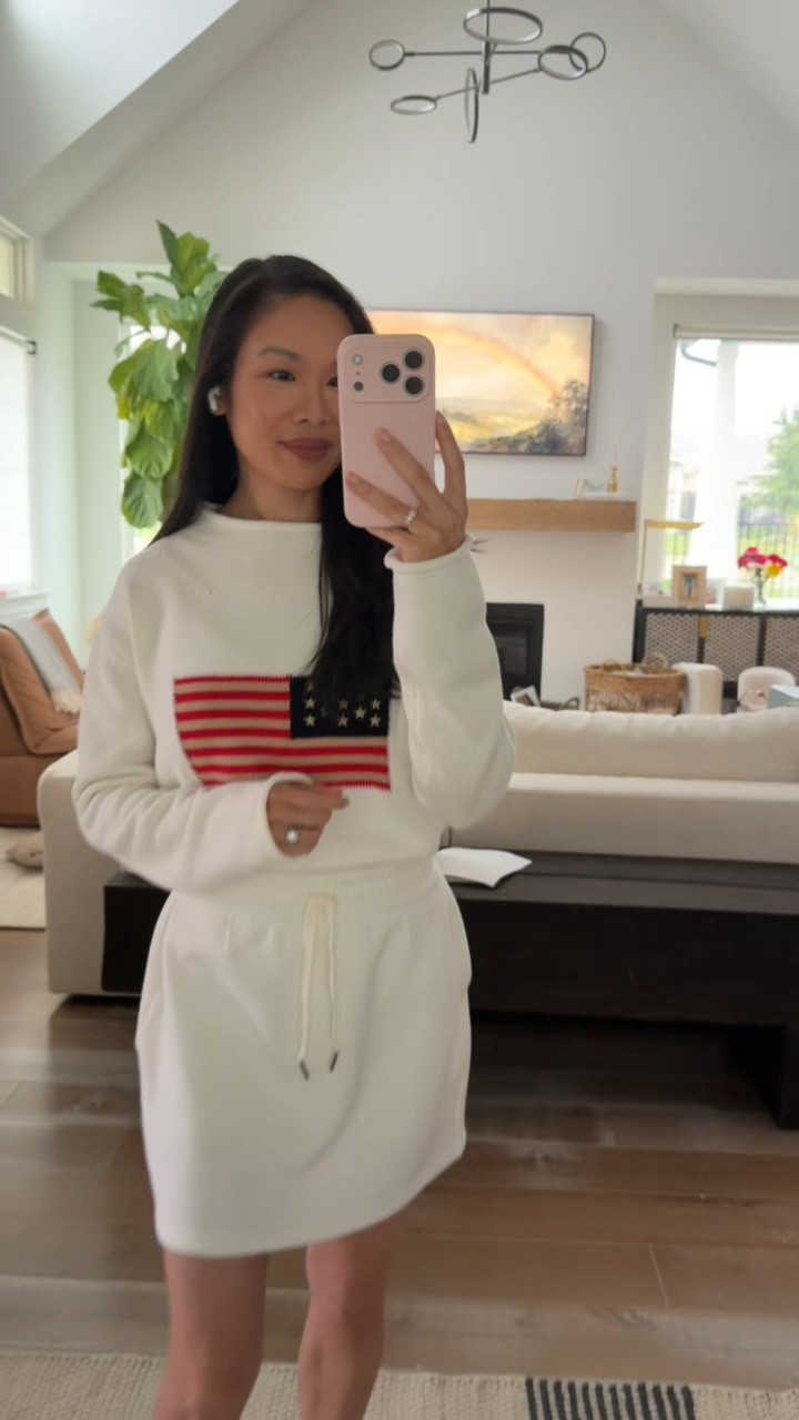Memorial Day weekend outfit with 100% cotton American flag sweater styled with mini skort! Perfect for cooler spring weather

#LTKSaleAlert #LTKootd