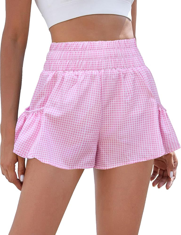 BMJL Womens High Waisted Shorts Athletic Running Shorts Workout Gym Quick Dry Flowy Shorts with P... | Amazon (US)