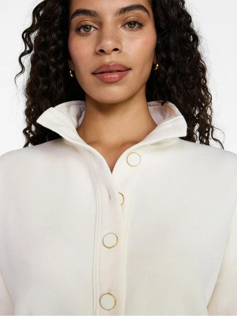 Time and Tru Women's Quarter Button Fleece Top with Long Sleeves, Size XS-XXXL | Walmart (US)