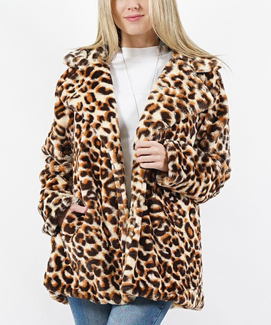 Lydiane Women's Fleece Jackets Leopard - Leopard Furry Jacket - Women | Zulily