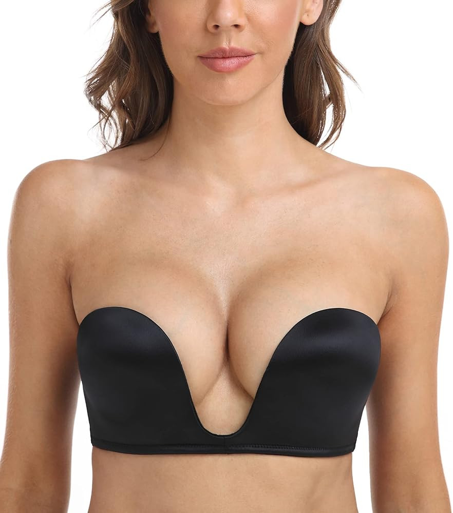 DotVol Women's Multiway Deep U Plunge Padded Push Up Convertible Bra | Amazon (US)